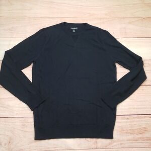 Treasure & Bond Sweater Womens Small Black Cotton Cashmere Crewneck Ribbed‎ Trim